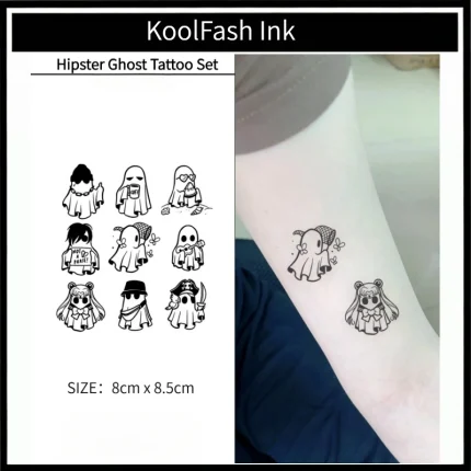 Waterproof Temporary Tattoos, Hawaii Ghost Design 9pcs Set for Adults