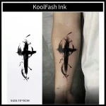 Artistic cross temporary tattoo with brushstroke design for body decor
