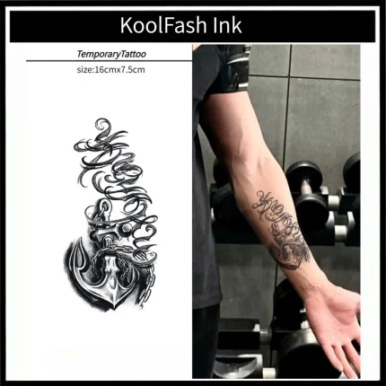 KoolFash Ink Tribal Anchor Lettering Temporary Tattoo Sticker