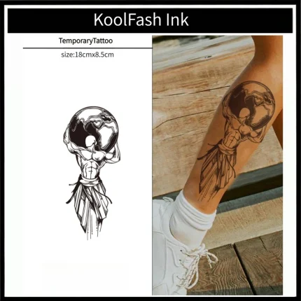 KoolFash Ink Atlas Holding The World Temporary Tattoo