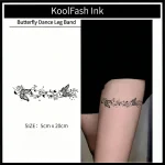 Minimal line butterfly vine tattoo band for leg decoration