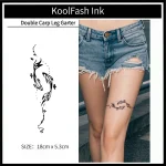 Black line double koi fish temporary tattoo, waterproof body art sticker