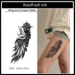 Black Wing Compass Tattoo With Free Words