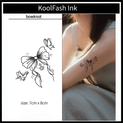 ute bow and butterfly design temporary tattoo for decoration