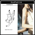 Butterfly cat temporary tattoo, waterproof body art sticker