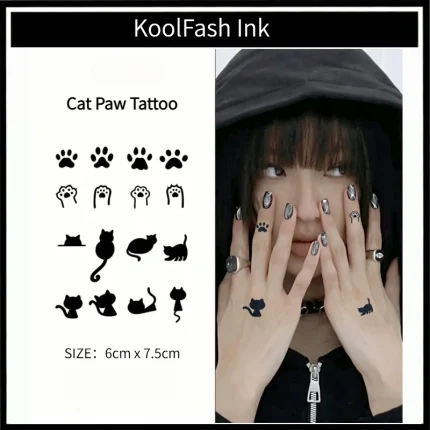 Cute cat paw silhouette mini tattoo stickers for body decoration