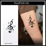 Musical treble clef star design temporary tattoo for body decor