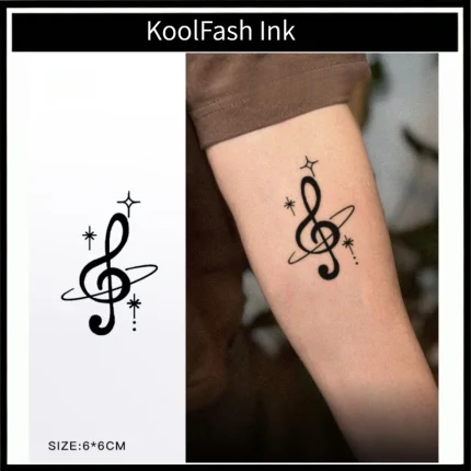 Musical treble clef star design temporary tattoo for body decor