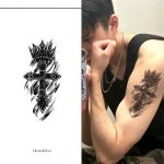 Cross and crown herbal temporary tattoo sticker