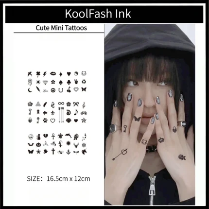 Cute mixed mini icons temporary tattoo, waterproof body art sticker