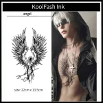 Gothic dark angel big wings tattoo for body decoration