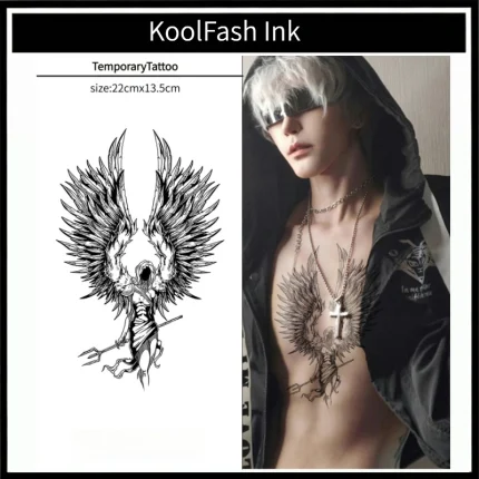 Dark Fallen Angel Temporary Tattoo Sticker