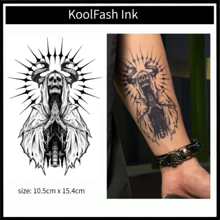 Grim Reaper Skull Temporary Tattoo Sticker