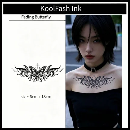 Gradient fading butterfly design tattoo for body decoration