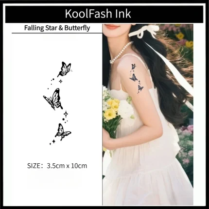 Falling star and butterfly design tattoo for body decoration
