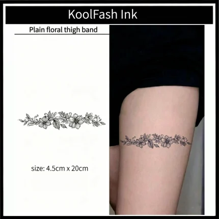 Elegant flower pattern thigh band tattoo for decoration