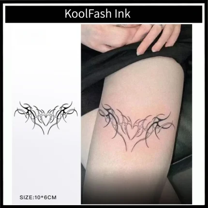 Retro gothic heart & vine pattern tattoo for body decor