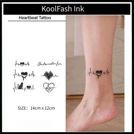 Various heartbeat pattern tattoos for body decoration
