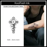 Floral Cross Temporary Tattoo