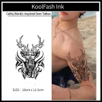 Blackwork Celtic Nordic Deer Temporary Tattoo Sticker