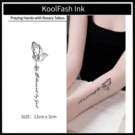 Blessed By God Praying Hands Temporary Tattoo