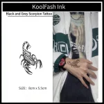 Black & Grey Scorpion Fake Tattoo, Realistic Ink Design Stickers