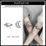 Planet & Moon Fake Tattoos, Celestial Style Ink Tattoo Set by Koolfash