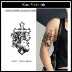 Christian Cross Fake Tattoo, Lion & Lamb Ink Pattern Stickers by Koolfash