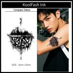 Mountain Compass Fake Tattoo, Nature Style Ink Stickers by Koolfash