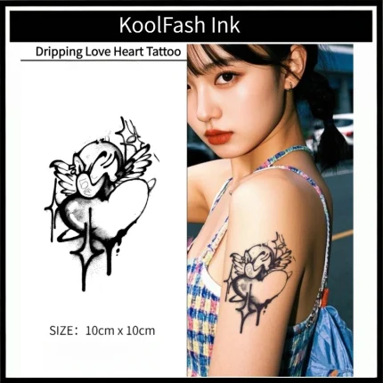 Dripping Heart Fake Tattoo, Unique Pattern Stickers by Koolfash