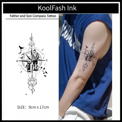 Father and Son Compass Temporary Tattoo