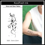 Moon and Stars Line Art Temporary Tattoo