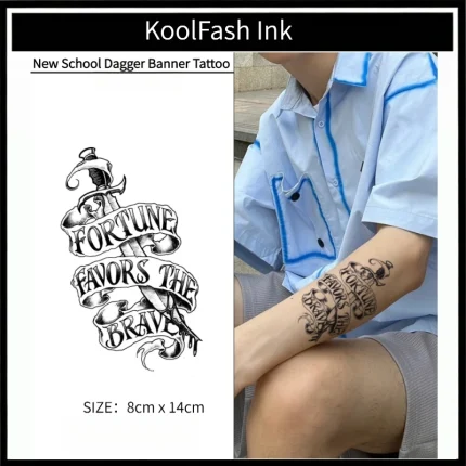New School Dagger Banner Temporary Tattoo