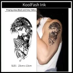 Black & Grey Praying Jesus Temporary Tattoo
