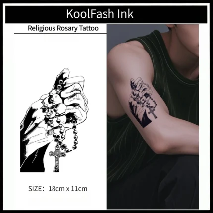 Religious Rosary Hand Temporary Tattoo