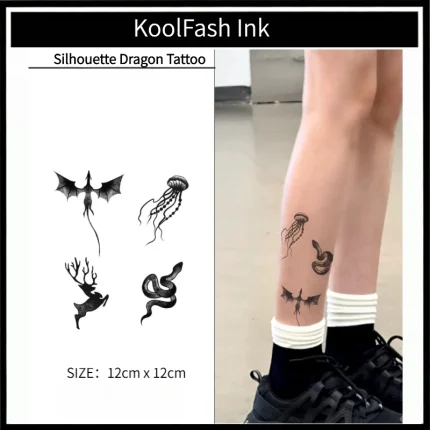Dragon Silhouette Multi Temporary Tattoos