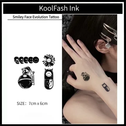 Smiley Face Evolution Temporary Tattoo