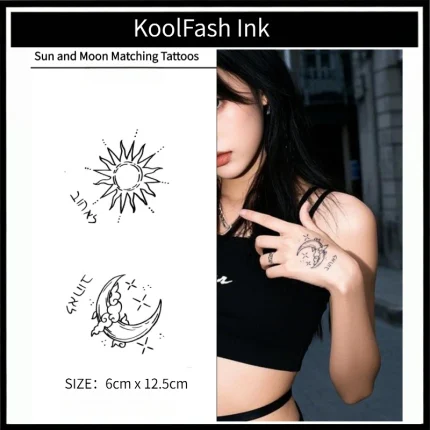 Sun and Moon Matching Temporary Tattoo