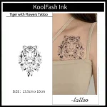 Tiger with Roses Temporary Tattoo