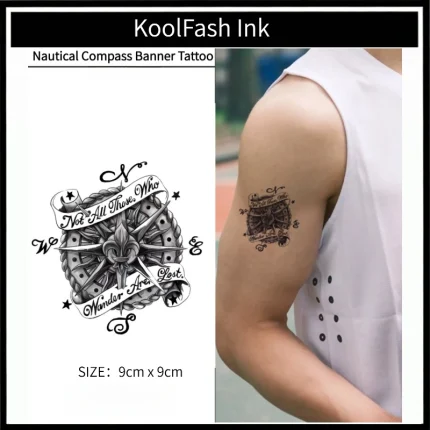 Compass with Inspirational Phrase Temporary Tattoo