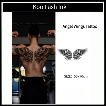 Vivid realistic angel wings tattoo for body decoration
