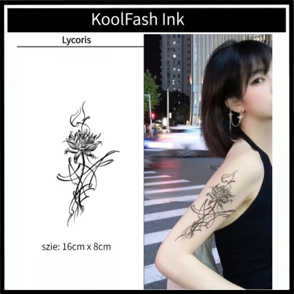 Lycoris spider lily temporary tattoo, waterproof floral body art sticker