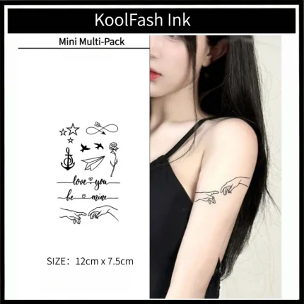 Mini multi-pack line art temporary tattoo, waterproof body decal