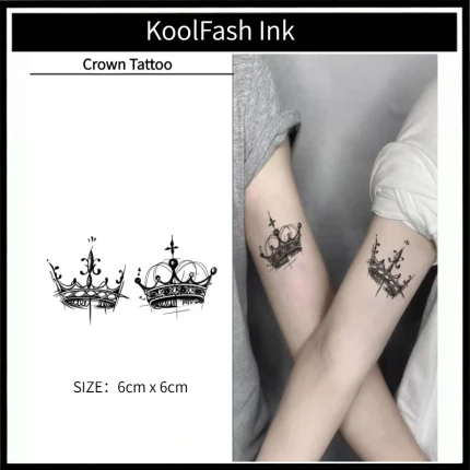 Simple Line Crown Temporary Tattoo