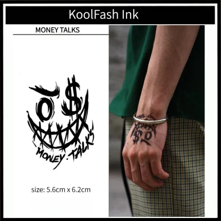 Cool graffiti text tattoo with Money Talks slogan for decoration