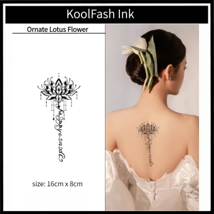 Exquisite carved lotus and calligraphy design tattoo for decoration