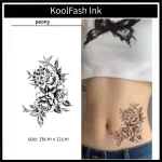 Elegant peony bouquet design temporary tattoo for decoration