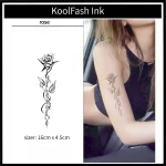 Rose tattoo with script text, waterproof body art sticker