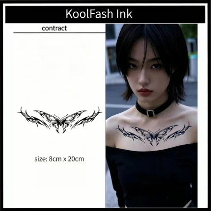 Tribal butterfly temporary tattoo sticker, waterproof body art