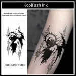 Baroque dual cross thorn crown fallen angel disposable temporary tattoo sticker, vertical forearm fake body tattoo